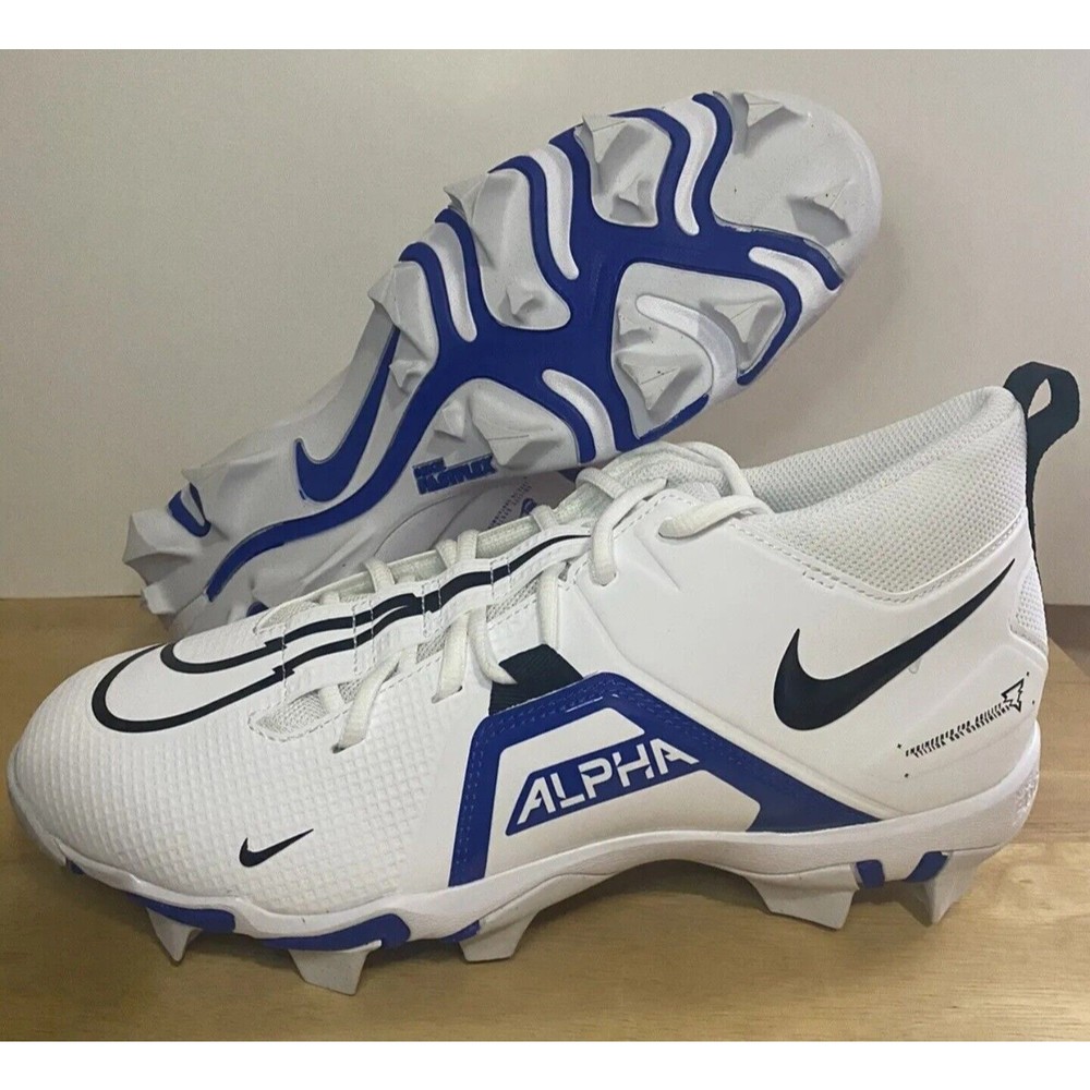 Nike Alpha Menace 3 Shark Football Cleats White Blue Men's Size 11 CV0582-101